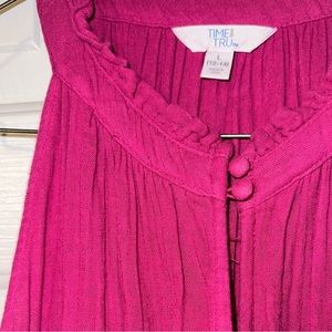 NWOT TIME AND TRU MAXI MAGENTA PINK BUTTON HALTER NECK DRESS WITH POCKETS